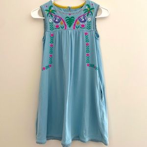 GUC Mini Boden Sloth Embroidered Sleeveless Knit Dress with Pockets size 9 - 10